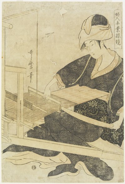 Weaving on a Loom by Kitagawa Utamaro